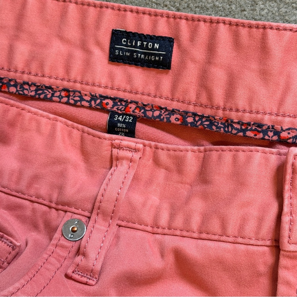 7 Diamonds Clifton Slim Straight 5 Pocket Chino Pant - 34x32 - Dusty Pink - EUC - Picture 6 of 9